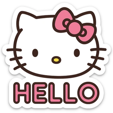 Hello Hello Kitty emoticon, pink and white girly aesthetic, icon style sticker