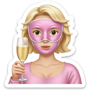 Spa day with a soft pink face mask and champagne  sticker