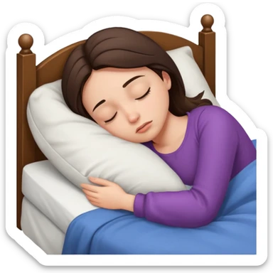 generate a girl brunette sleeping in bed. she looks sad sticker