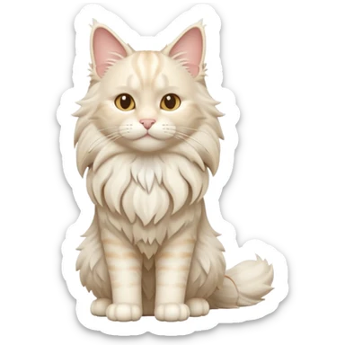 A 3D cartoon cream-white Maine Coon cat with thick fluffy fur, elegant posture, warm soft shadows, Memoji-style cinematic detail. full body or half body. sticker