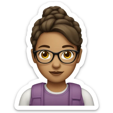Girl with Brown hair glasses and tan skin sticker