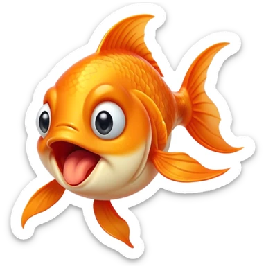 Cinematic Cute Yawning Orange Goldfish Portrait Emoji, Head tilted slightly with a dramatic, wide-open yawn, showcasing a smooth, vibrant orange body with flowing fins, eyes barely open in drowsy contentment, Simplified yet irresistibly adorable features, highly detailed, glowing with a soft, cozy glow, high shine, relaxed yet expressive, stylized with a touch of whimsy, bright and endearing, soft glowing outline, capturing the essence of a sleepy yet affectionate goldfish, so drowsy it feels like it could float out of the screen and curl up for a nap! sticker