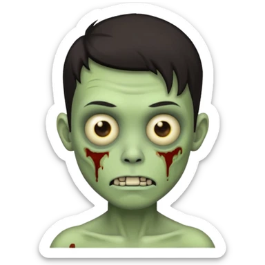 light green zombie boy emoji with dark hair sticker