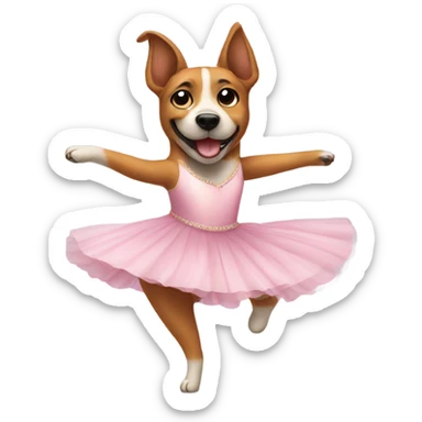Dog wearing a ballerina dress dancing sticker