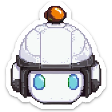 Black bomberman head only, sleek helmet with sharp antenna, cool white face, mysterious eyes, pixel art style sticker