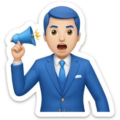 A blue Telegram emoji style of trump shouting sticker