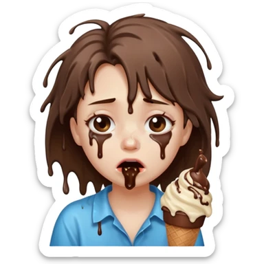 a crying girl with ice cream after heartbreak sticker