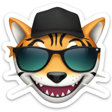 Tiger shark sunglasses hat sticker