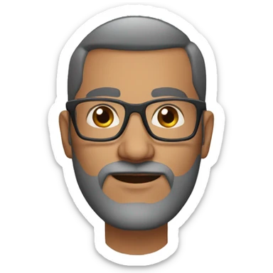 50YO Indian straight male with a french beard, crew cut and specs sticker