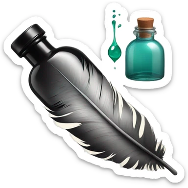 feather and ink bottle sticker