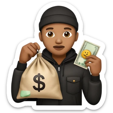 Ladrão com saco de dinheiro emoji eveito Mandelaa sticker