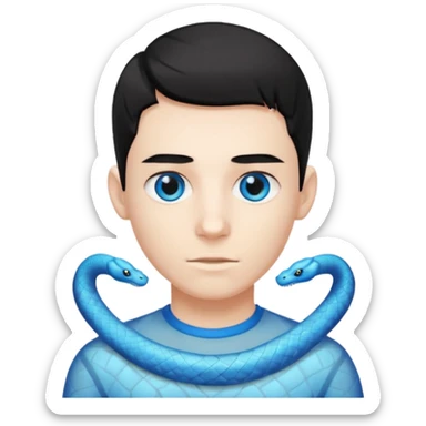 White Black haired boy with blue eyes and see through pit vipers sticker