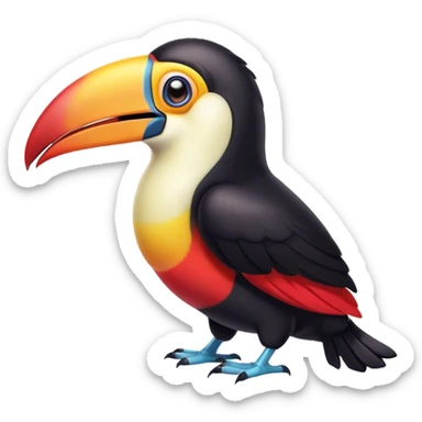 Cinematic Comical Toucan Portrait Emoji, Head tilted dramatically with an exaggeratedly shocked expression, featuring a boldly colored beak and wide, comically expressive eyes full of humorous disbelief, Simplified yet hilariously expressive features, highly detailed, glowing with a slightly sassy tropical glow, high shine, dramatic yet playful, stylized with an air of quirky exotic attitude, soft glowing outline, capturing the essence of a meme-worthy toucan that looks ready to side-eye its way into viral fame! sticker