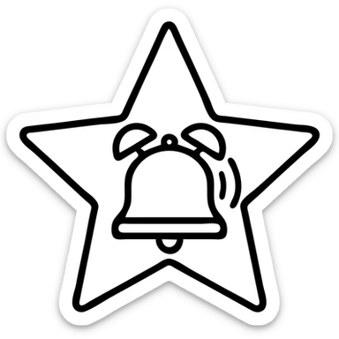 a star with a classic alarm bell, outlined style sticker