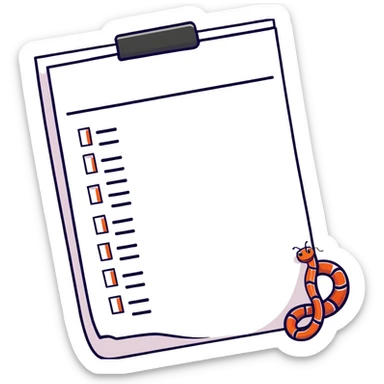 long curling to-do list paper looping up and down like a snake with tiny checkboxes fading into distance sticker