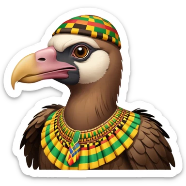 Vulture wearing a kente kufi  sticker