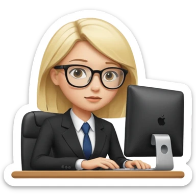 blondy girl with glasses learn analytics she is so pretty and seems like director bitch of company sticker