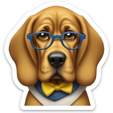 Studious blue and yellow bloodhound-wearing bifocals. sticker