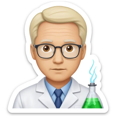scientist middle age man photorealistic sticker