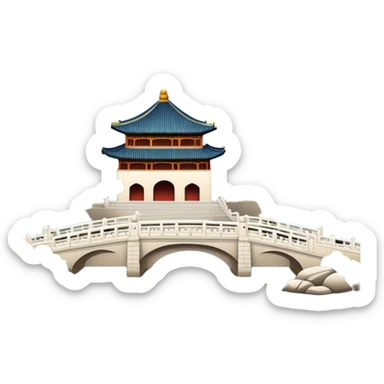 Summer Palace in Beijing with lake and bridge, Chinese garden architecture, emoji style sticker