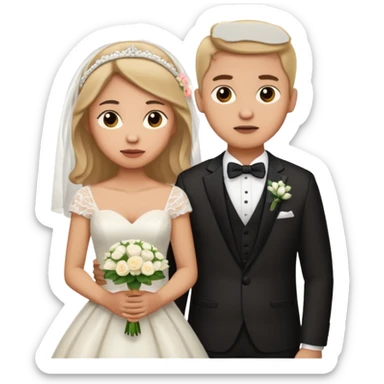 confused newlywed couple sticker