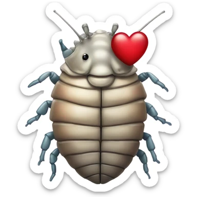 Isopod with two hearts sticker