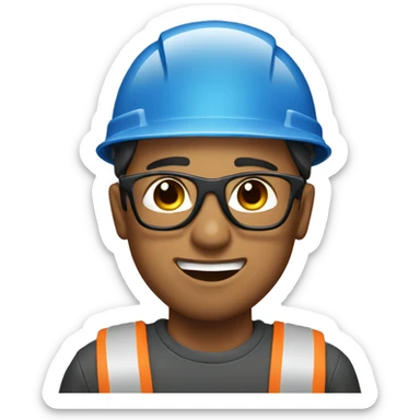 Young man with safety helmet, glases and earplugs sticker