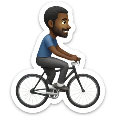 Black man riding bicycle on a foggy day  sticker