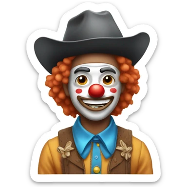 Clown with cowboy hat sticker