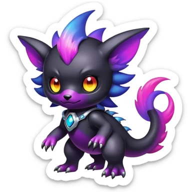 Cute cool colorful dark nebula fantasy-Digimon-animal-hybrid full body sticker