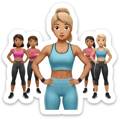 the personal trainer woman teaching students at the gym. the students are making some points sticker