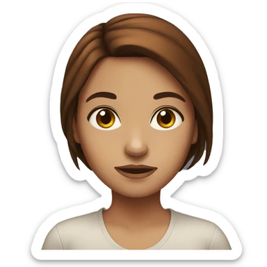 Girl with dark, auburn hair, raising her eyebrow sticker