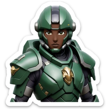 Cinematic Realistic StarCraft Terran Marine Portrait, head tilted epicly and inquisitively, showcasing a commanding presence and battle-hardened spirit. His steely gaze, set against intricately engineered tactical armor in dark green and grey, is rendered with lifelike clarity and dramatic lighting, high shine, epic and awe-inspiring, embodying the futuristic valor of a Terran warrior. sticker