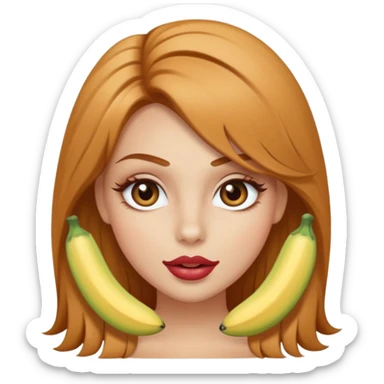 una chica con pose divertida de 18 años con los labios con pintalabios nude y los ojos maquillados, de piel blanca con el pelo liso, largo y rubio, ojos marrones GUAPA sticker