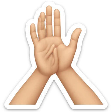 open palm, two hands, side by side prayer emoji with fingers in a grabbing position sticker