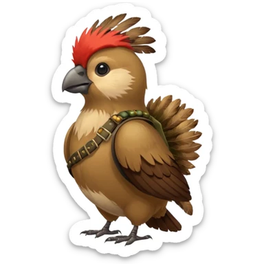A bird bombadier, bandolier of grenades, side profile, forest critter sticker