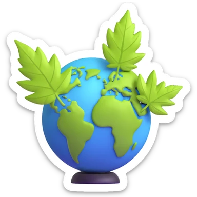 modern 3D eco-friendly logo with leaf and globe sticker