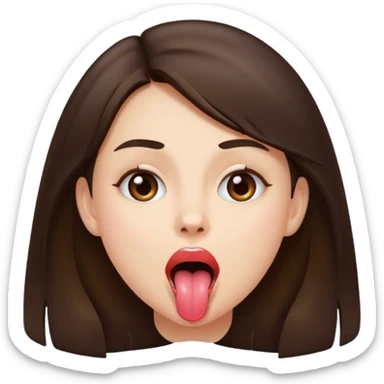 Girl with open mouth and tounge out brunette sticker