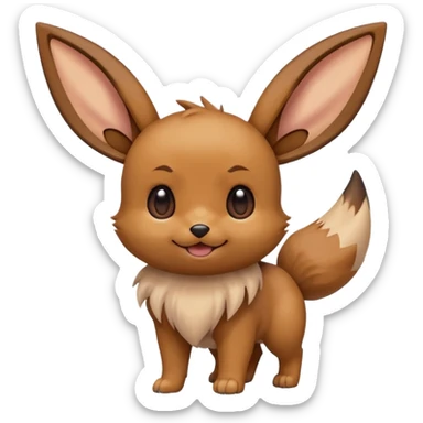 Eevee de Pokémon sacando la lengua, estilo emoji divertido sticker