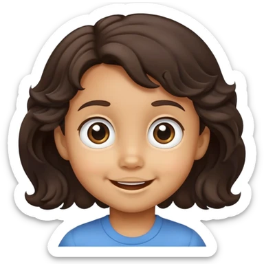 smiling toddler face with big eyes, medium skin tone, and dark wavy hair sticker