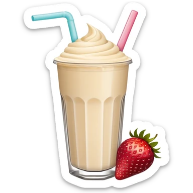 un vaso de batido animado, de caricatura, con tapa y pitillo, que tenga brazos y piernas, cara tierna y que inspire confianza y amabilidad sticker