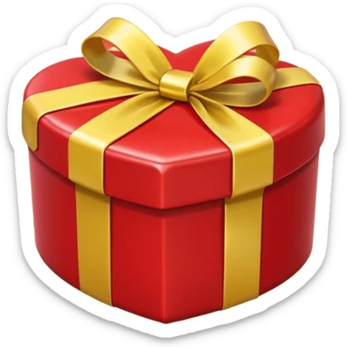 Cute kawaii sparkly shiny glossy romantic nifty precious neat aesthetic Heart-shaped red gift box present with yellow wrapping sticker