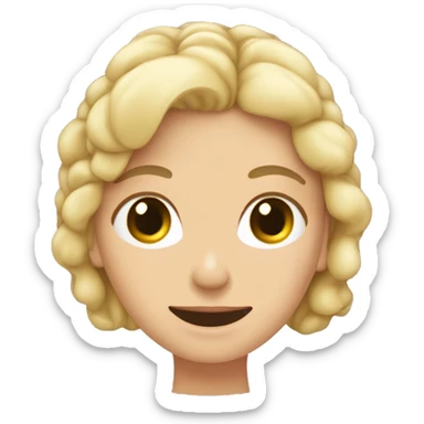 Mujer rubia con cerebro anatómico en la mano sticker