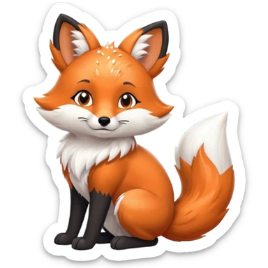 Floofy the Creampuff fox blackish gray fur color chubby Black paws orange color 3 tailsCrystals on the head, tails and Back sticker