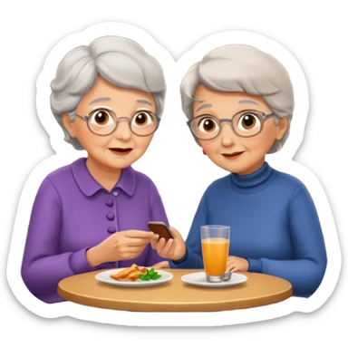 conversación dentro de un restaurant  dos personas y una de las persoans sea una abuela sticker