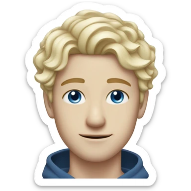 light curl blonde 25yo man blue eyed pale skin without moustache sticker