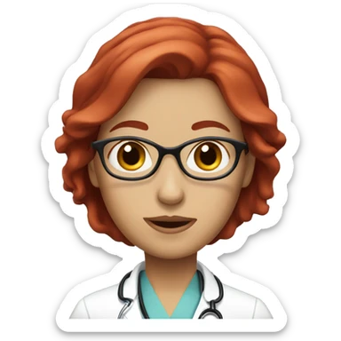 Woman doctor with Cherry Red hair  sticker