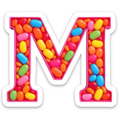 letter A formed from jelly beans and sweets, lively, cute, candyland vibe sticker