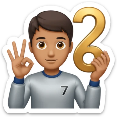 A Man holding the number 6 in one hand, and the number 7 in the other Hand.  sticker