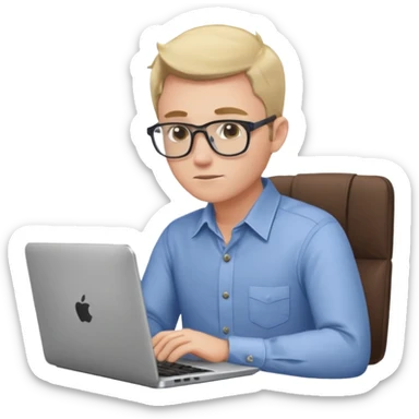 aktien experte er sitz am laptop und verdient durchs traden geld sticker